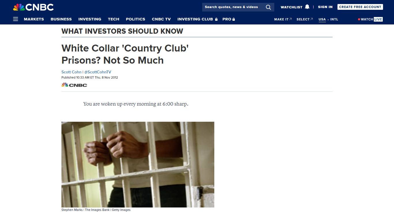 White Collar 'Country Club' Prisons? Not So Much - CNBC